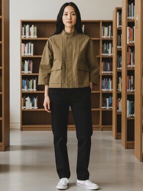 OSKA Boxy Cropped Jacket Olive 0/XS
